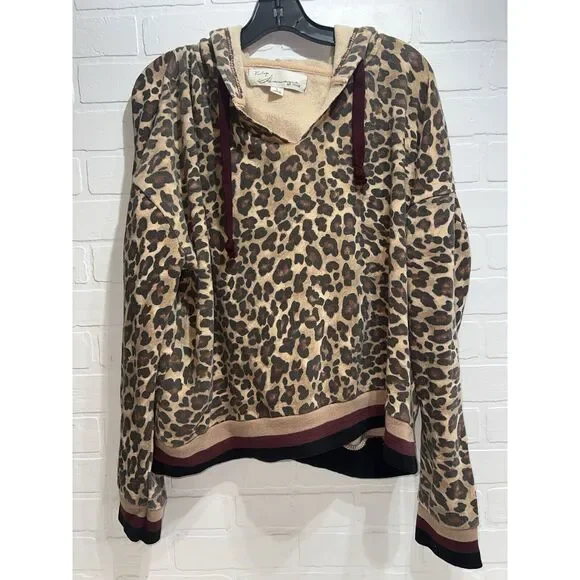 Vintage Havana Leopard Print Cotton-Blend Hoodie - Size large $99 - Picture 1 of 5
